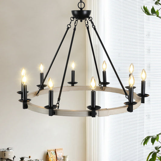 Rustic Farmhouse 10-Light Candle Chandelier