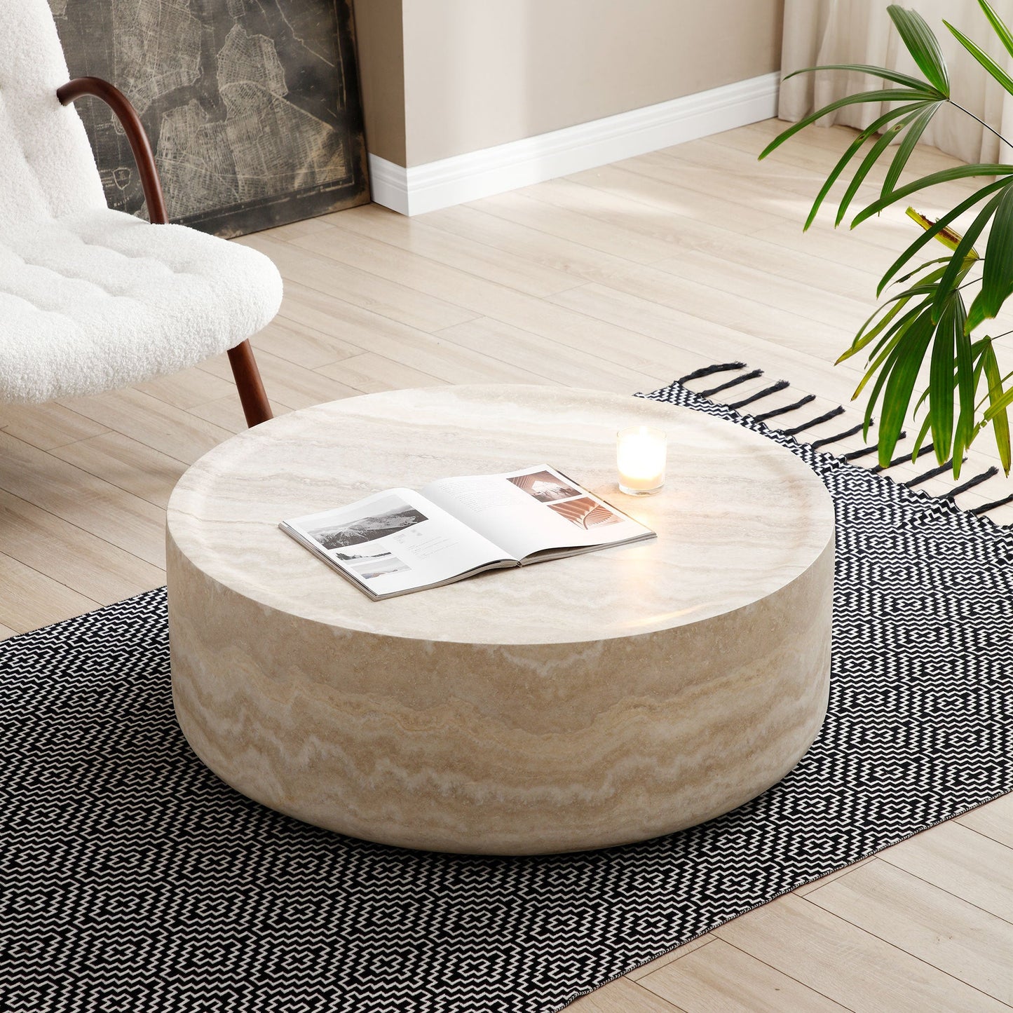 Marble Pattern Modern Round Coffee Table