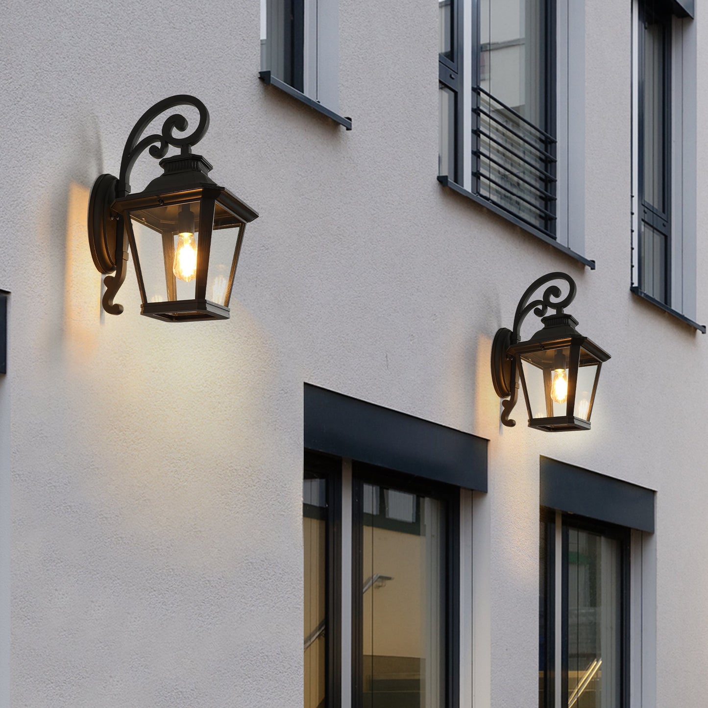 Rustic Black Waterproof Outdoor Wall Sconce Lantern