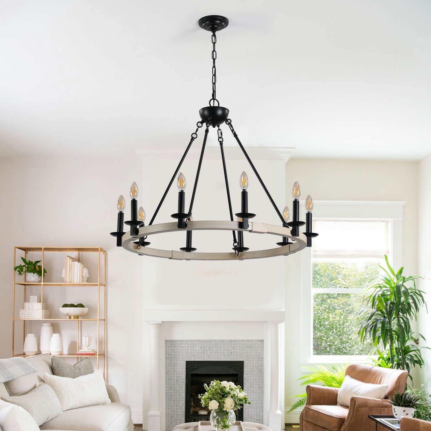 Rustic Farmhouse 10-Light Candle Chandelier