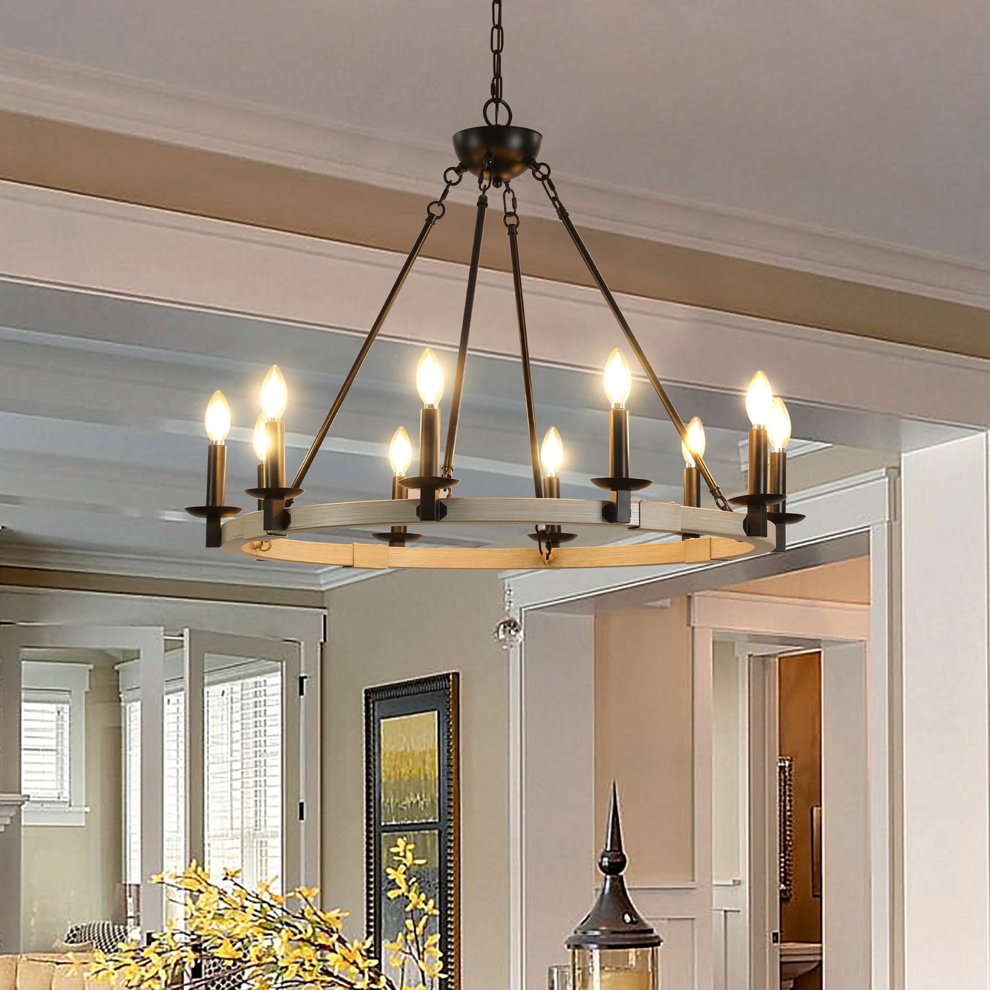 Rustic Farmhouse 10-Light Candle Chandelier