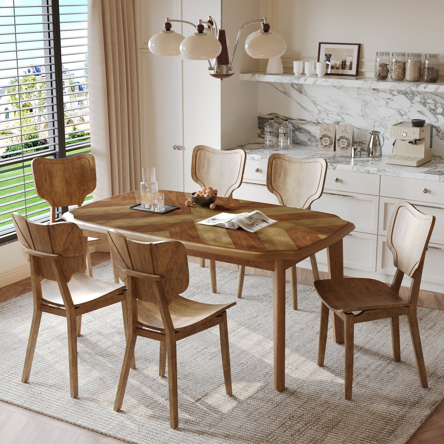 Nuwa Vintage 6-Seater Dining Table Set