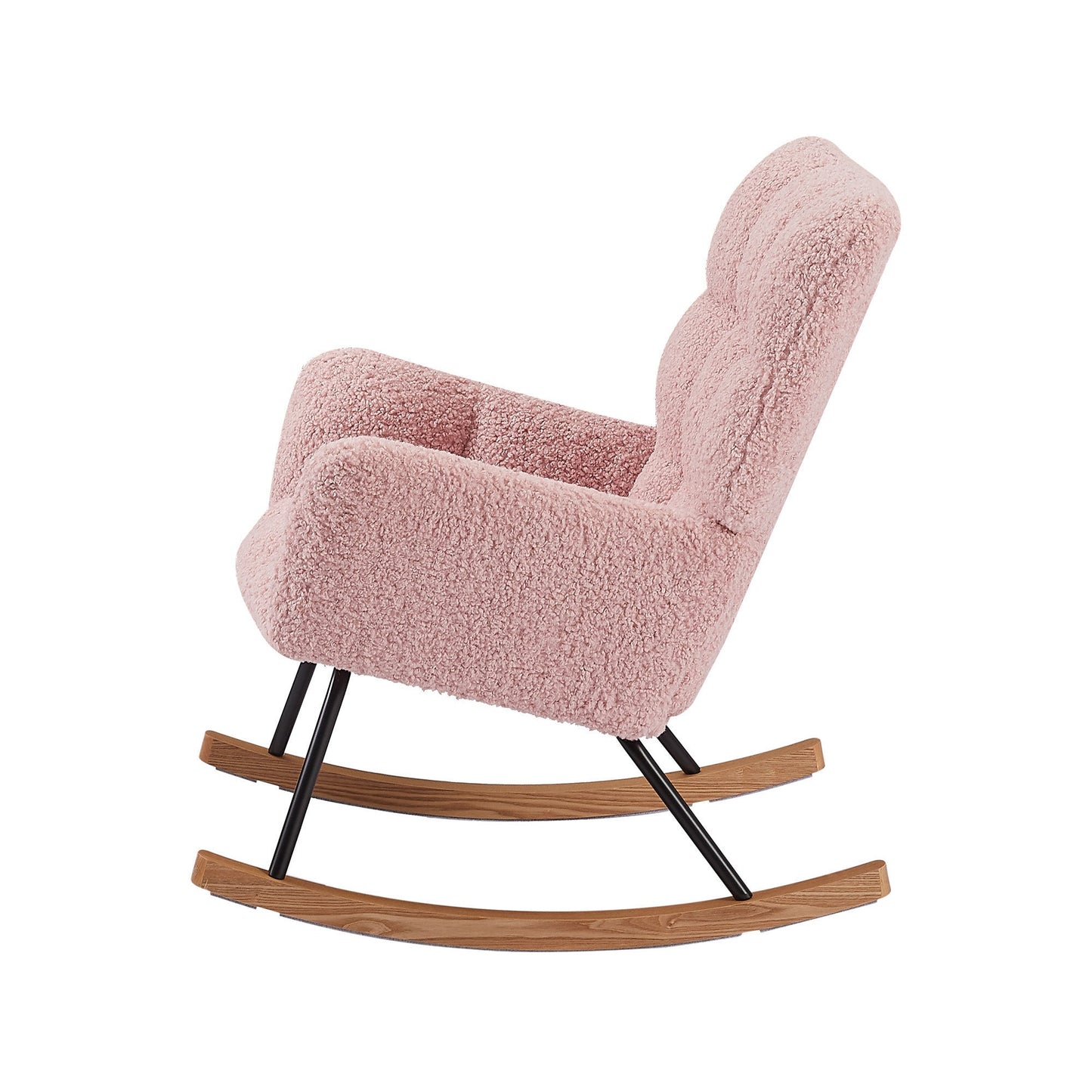 Pink Boucle Rocking Chair