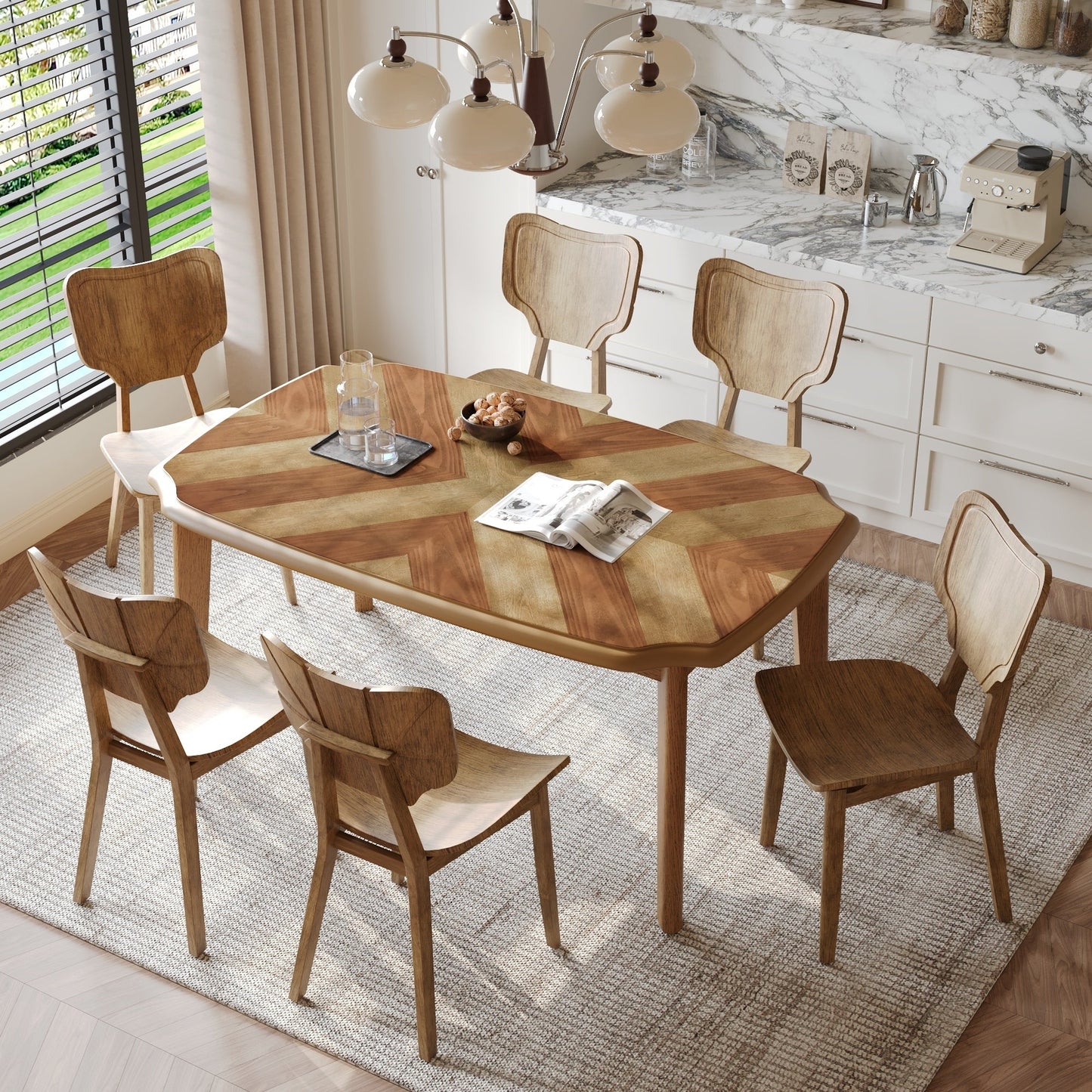 Nuwa Vintage 6-Seater Dining Table Set