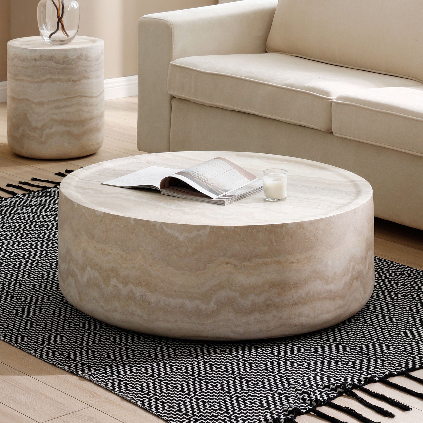 Marble Pattern Modern Round Coffee Table