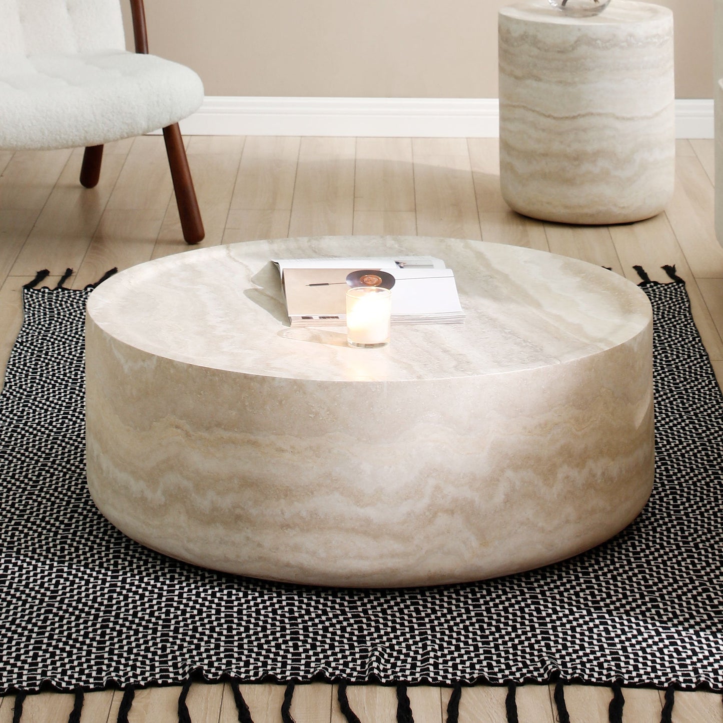 Marble Pattern Modern Round Coffee Table