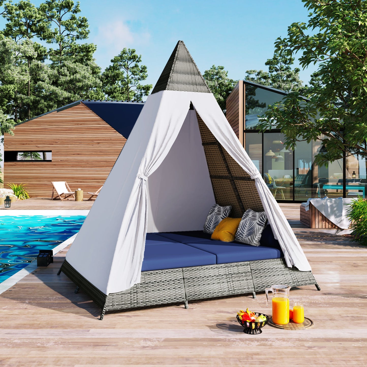 Modern Tent Daybed with Curtains