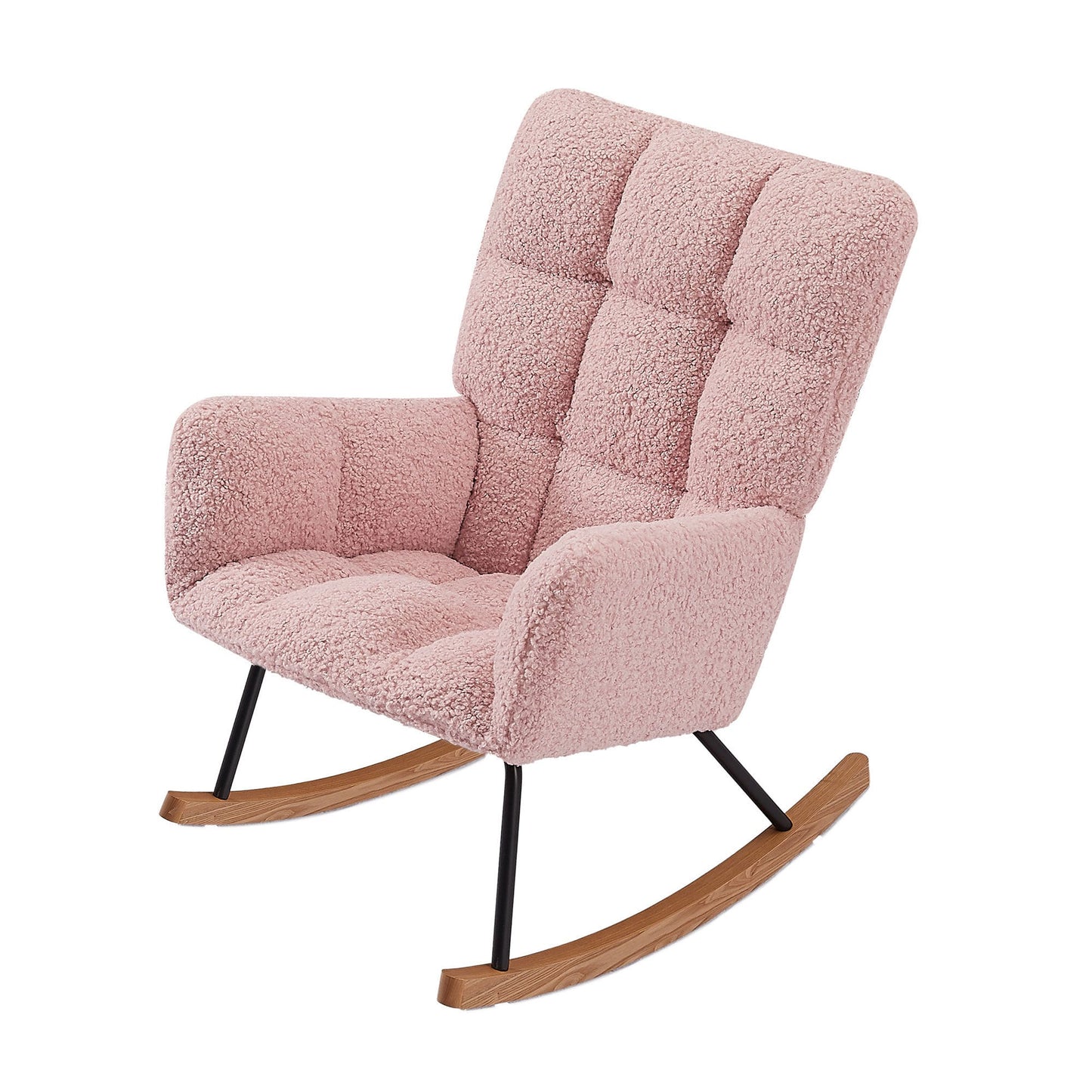 Pink Boucle Rocking Chair